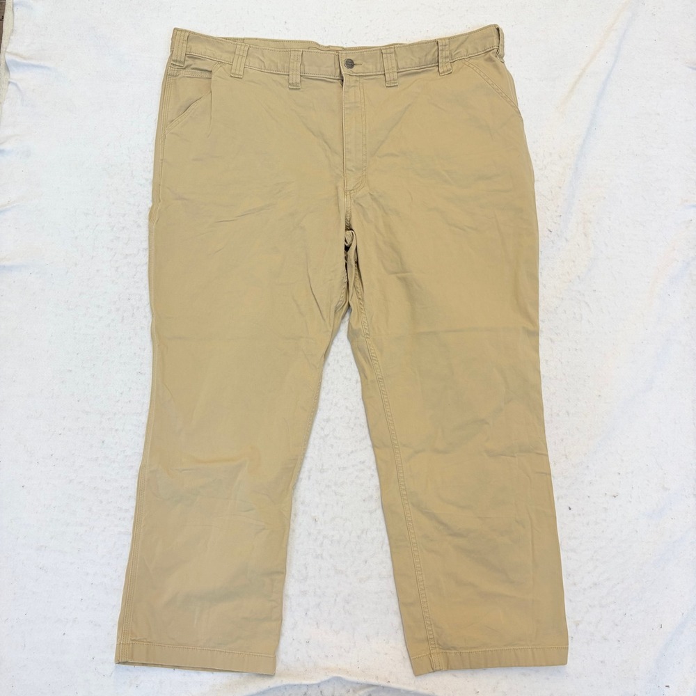 Carhartt Rugged Flex Relaxed Fit Canvas Work Pants Mens 46x30 Tan Khaki Cotton